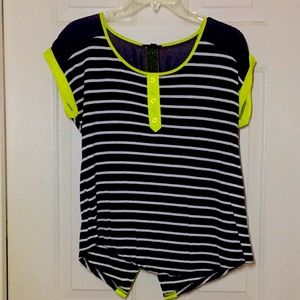 Navy Blue and Lime Green Mine Blouse